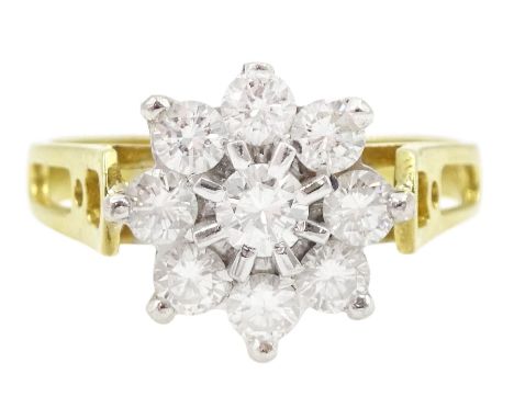 18ct gold round brilliant cut diamond flower head cluster ring, London 1981, total diamond weight approx 0.50 caratCondition 