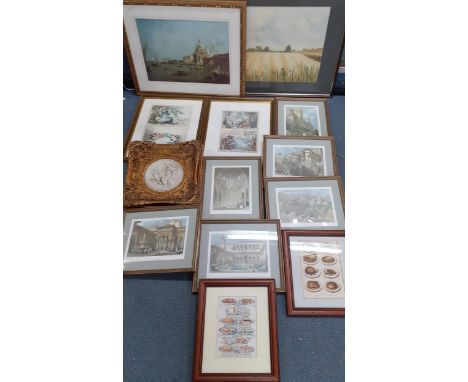 A quantity of prints and a framed plaque to include David Roberts reproduction print of his original engravings depicting his