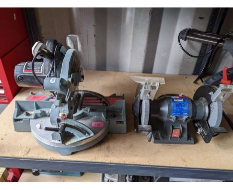 A Delta Compound Mitre saw, together with a Nutool Sander Location: 