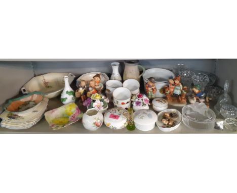 Ceramics and glassware to include Goebel Hummel figures, a Royal Worcester hand painted pot and cover, a Denby vase, tablewar