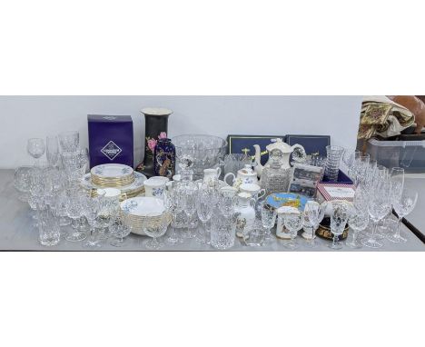 A mixed lot to include glassware, Dartington Crystal, Royal Albert Crystal, Queen Anne part tea/dinner service, Elizabethan f