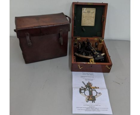 A British WWII 'Husun' sextant by Henry Hughes and Son Ltd, London serial number 34795, possibly used on army flying boats, b