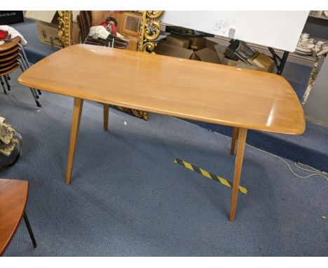 A mid 20th century Ercol elm and beech plank dining table, 71cm x 153cmLocation: 