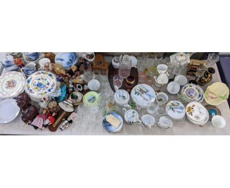 A mixed lot to include a Japanese tea set, Masons Regency pattern china, Carlton ware dish, tapestry picture, boxed toy cars,