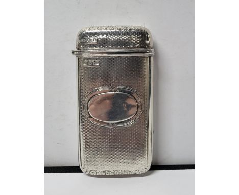 Superb Victorian engine turned Birmingham silver 1860 cigar case, 115 grams