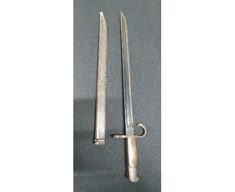 Japanese WWII type 30 bayonet and metal scabbard possibly produced by Toyoda Automatic Loom Co 