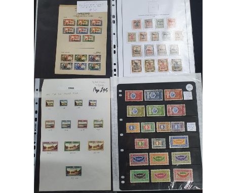 Collection of world sets including 1946 Lebanon Victory set including the airmail set, 1972 Oman full set MM "Harbours" inclu