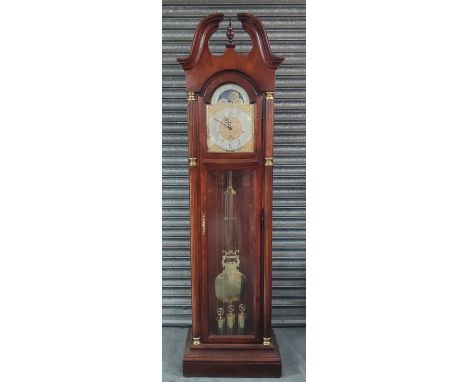 Howard Miller, longcase Grandfather clock with three weights and pendulum 