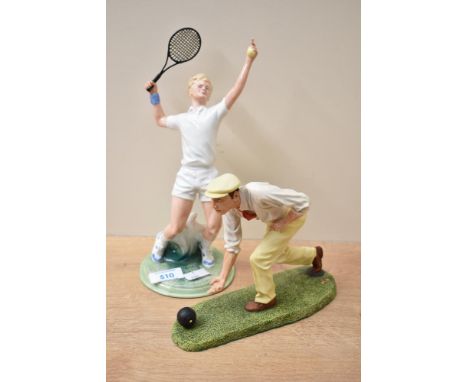 A Royal Doulton bone china figure 'The Ace' HN 3398 sold alongside Royal Doulton 'Bowls Player' HN 3780 in matt finish.