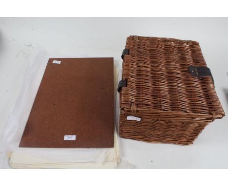 Collection of items to include ceramic buildings, dominoes set, sea shell box and two pairs of gloves (Qty)