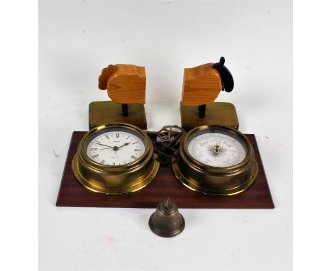 Barometer with a secondary clock dial together with a model of a sheep (2)
