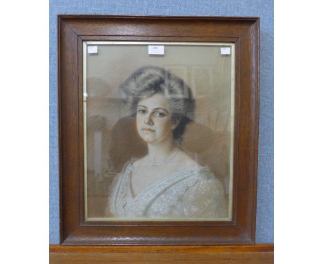 English School, portrait of a lady, pastel, unsigned, framed 