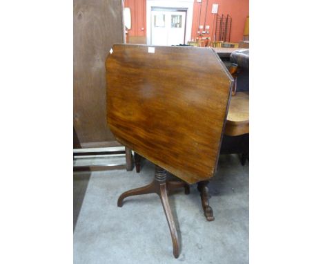 A Victorian mahogany octagonal tilt-top tripod tea table 