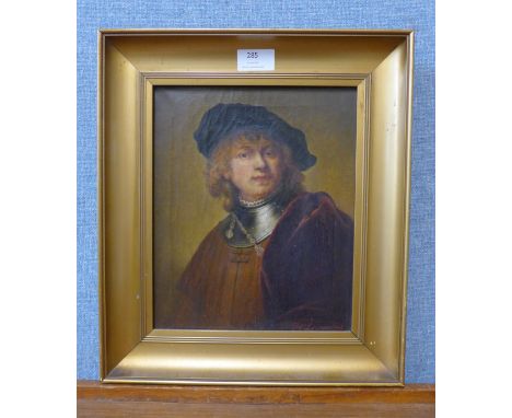 Continental School (19th Century), portrait of a gentleman, manner of Rembrandt, indistinctly signed, oil on canvas, framed 