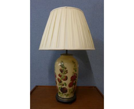 A Chinese style floral painted porcelain table lamp 