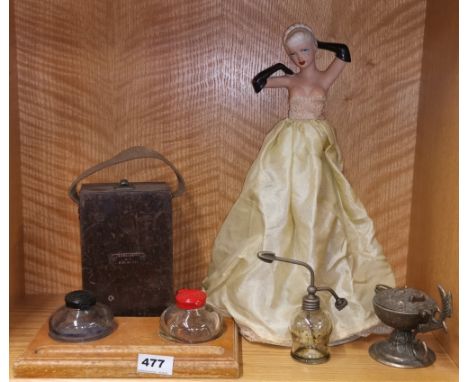 A 1950's figure lamp and other items.