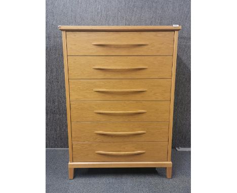 A lovely craftsmen made light oak six drawer chest, H. 123cm W. 87cm.