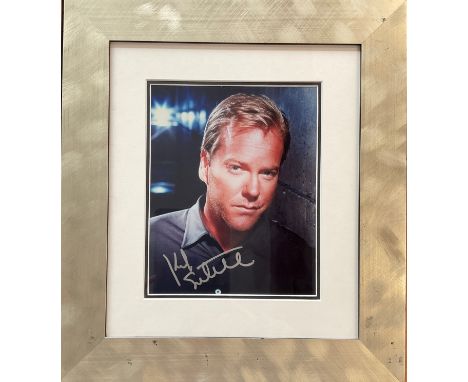 Actor Kiefer Sutherland 10x8 signed colour photo mounted and framed to 19x16 overall. Kiefer William Frederick Dempsey George
