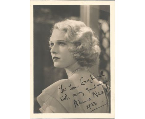 Actress Anna Neagle vintage 6½x4½ photo, signed and dated 1933, dedicated to Tom. Dame Florence Marjorie Wilcox DBE, known pr