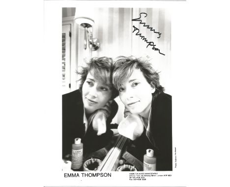 Actress Emma Thompson signed 10x8 black and white photo. Dame Emma Thompson DBE is a British actress, screenwriter, producer,