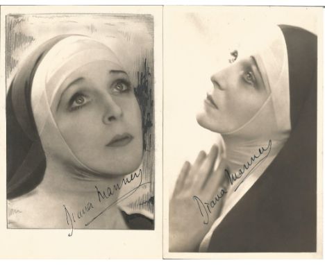 Actress Diana Manners, 2 signed vintage postcards and an unsigned vintage 10x8 all showing her in character as the Madonna in