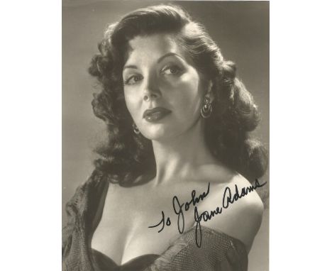 Actress Jane Adams, signed 10x8 vintage black and white photo, dedicated to John. Betty Jane Bierce, better known by her stag