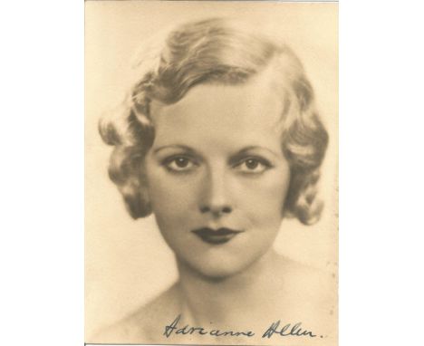 Actress Adrianne Allen vintage signed 7x5 black and white photo. Adrianne Allen was an English stage actress. Most often seen