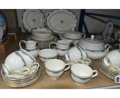 A FORTY SIX PIECE ROYAL DOULTON ALBANY H5121 DINNER SERVICE, comprising two tureens, a meat plate, a sauce jug, a cream jug, 