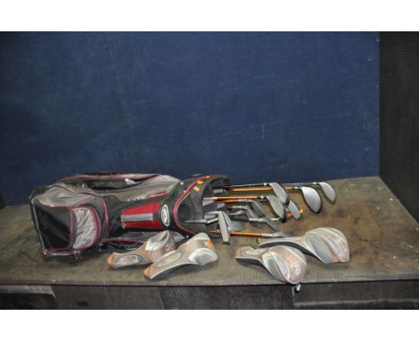 A SELECTION OF PING G10 AND OTHER GOLF CLUBS including a 10.5 degree, a 3, 5 and 7 drivers, Sand and pitching wedges, 5, 6, 7