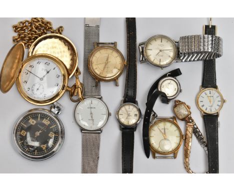 A BAG OF ASSORTED WATCHES, eight wristwatches, names to include Helvetia, Tissot, Timex, Citron, Quinn, Rotary and Accurist, 