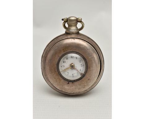 A GEORGE IV SILVER PAIR CASED HALF HUNTER POCKET WATCH, key wound, round white dial, two Arabic numerals dials, in a polished