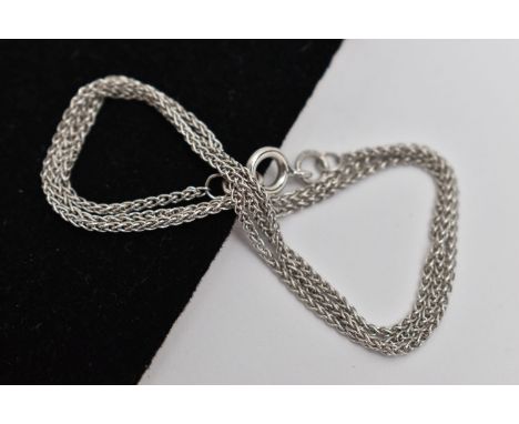 AN 18CT WHITE GOLD WHEAT CHAIN, fitted with a spring clasp, hallmarked 18ct Birmingham, length 410mm, approximate gross weigh