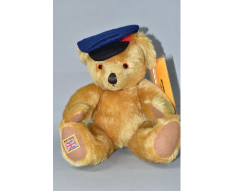 A MERRYTHOUGHT LIMITED EDITION 'RETURN TO SENDER' TEDDY BEAR, no 17/75, height approximately 35cm, with cap and working growl