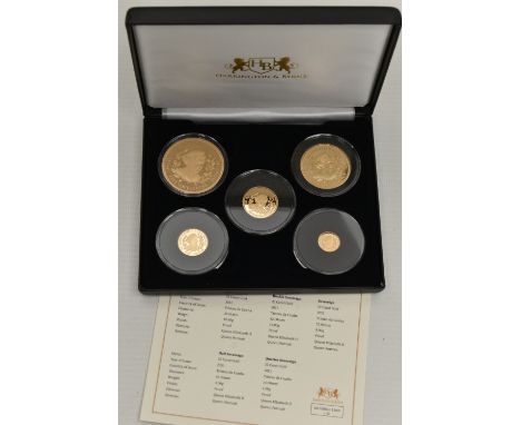 A 2021 QUEENS 95TH BIRTHDAY GOLD PROOF PREMIUM PORTRAIT COLLECTION, five gold proof coins 2021 all Tristan da Cunha 5 SOVEREI