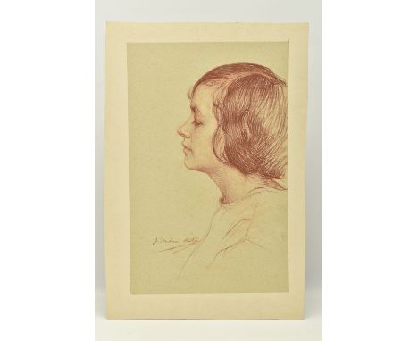 JOSEPH MILNER KITE (1862-1946) A PROFILE PORTRAIT OF A GIRL, signed lower left, brown chalk on paper, approximate size 39cm x