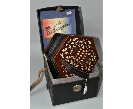 A CASED LACHENAL AND CO OF LONDON FOR CRANE AND SONS OF LIVERPOOL PATENT CONCERTINA NO. 21730, fret cut rosewood ends, 48 but