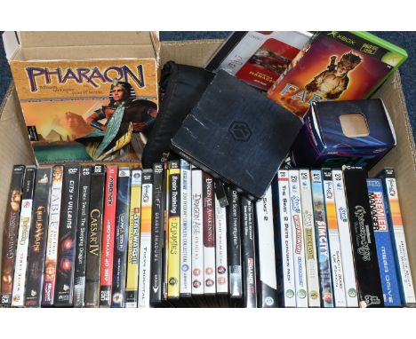 BOX OF VIDEOGAMES (ALMOST ENTIRELY FOR THE PC), games include Roller Coaster Tycoon (no box), Loopy landscapes &amp; Added At