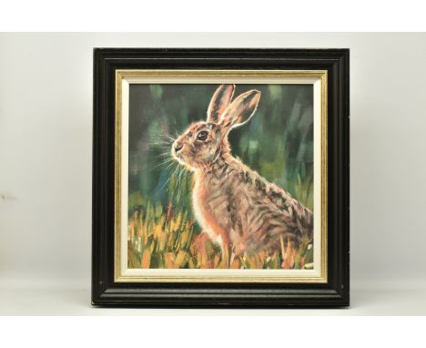DEBBIE BOON (BRITISH CONTEMPORARY), 'WATCHFUL', a signed limited edition print of a rabbit, 57/95 with certificate, approxima