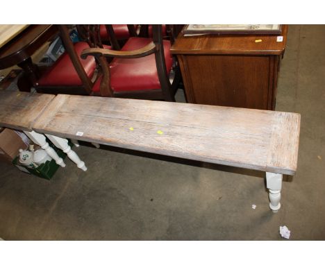 A part painted and limed oak bench
