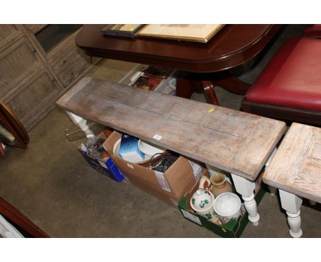 A part painted and limed oak bench