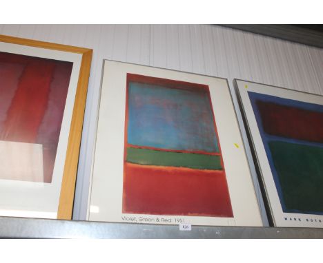 Mark Rothko, 'Violet Green and Red 1951' framed and glazed poster