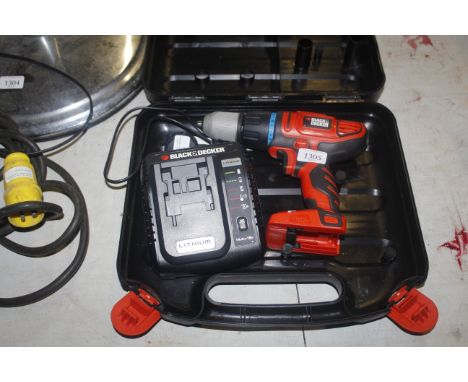 A Black & Decker HP188F4L cordless electric drill (bare unit) together with a battery charger in fitted plastic case