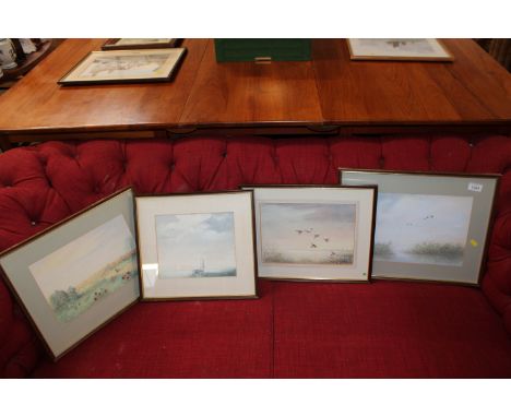 R Tuck, four watercolour studies