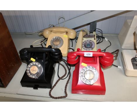 Four vintage rotary dial telephones 