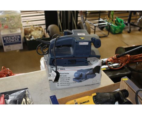 A Budget BBF8005 belt sander with original box