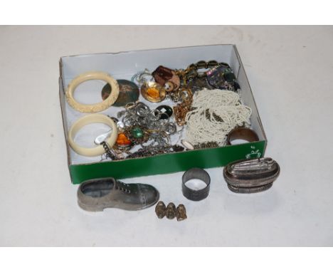 A quantity of costume jewellery, table lighter etc.