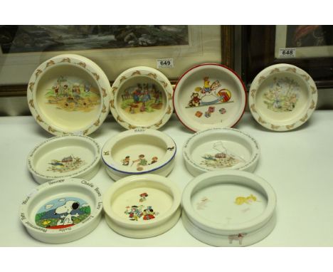 Ten Early 20th century and Later Ceramic Baby Bowls including Three Royal Doulton Bunnykins, Two Wedgwood Peter Rabbit, Mason