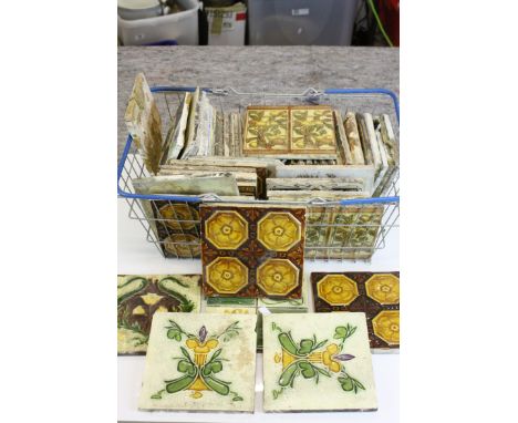 Quantity of Wall Tiles, mainly Late Victorian including Art Nouveau Design