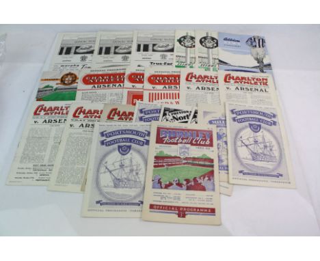 Football Programmes - 21 Arsenal aways from the 1940s &amp; 1950s to include v Burnley 1953, Chalrton 1948 Chrlton 1950, Port