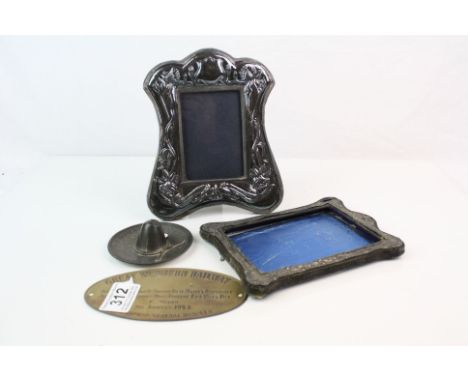 A fully hallmarked sterling silver Art Nouveau style photograph frame together with another frame in A/F and a Great Western 